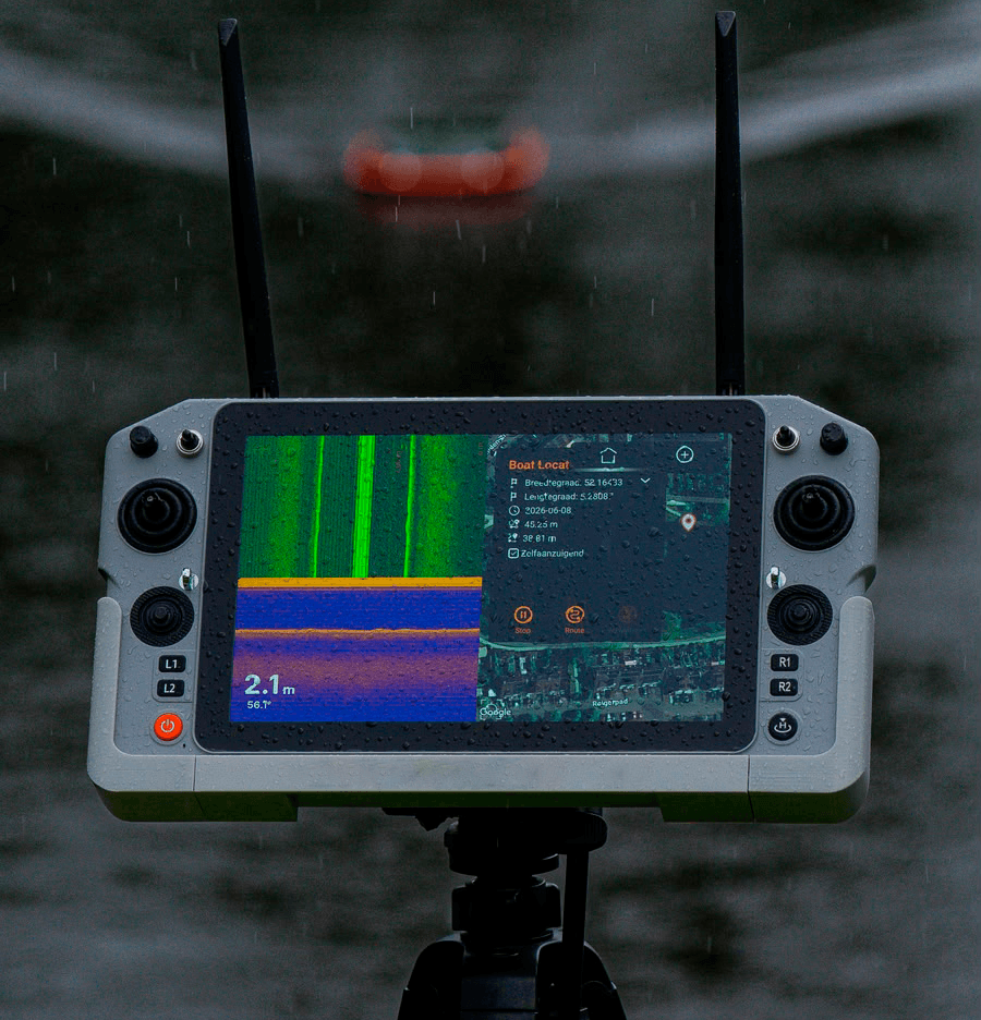 App Nuntius en el mando Skydroid — autopilot y sonda en una sola pantalla